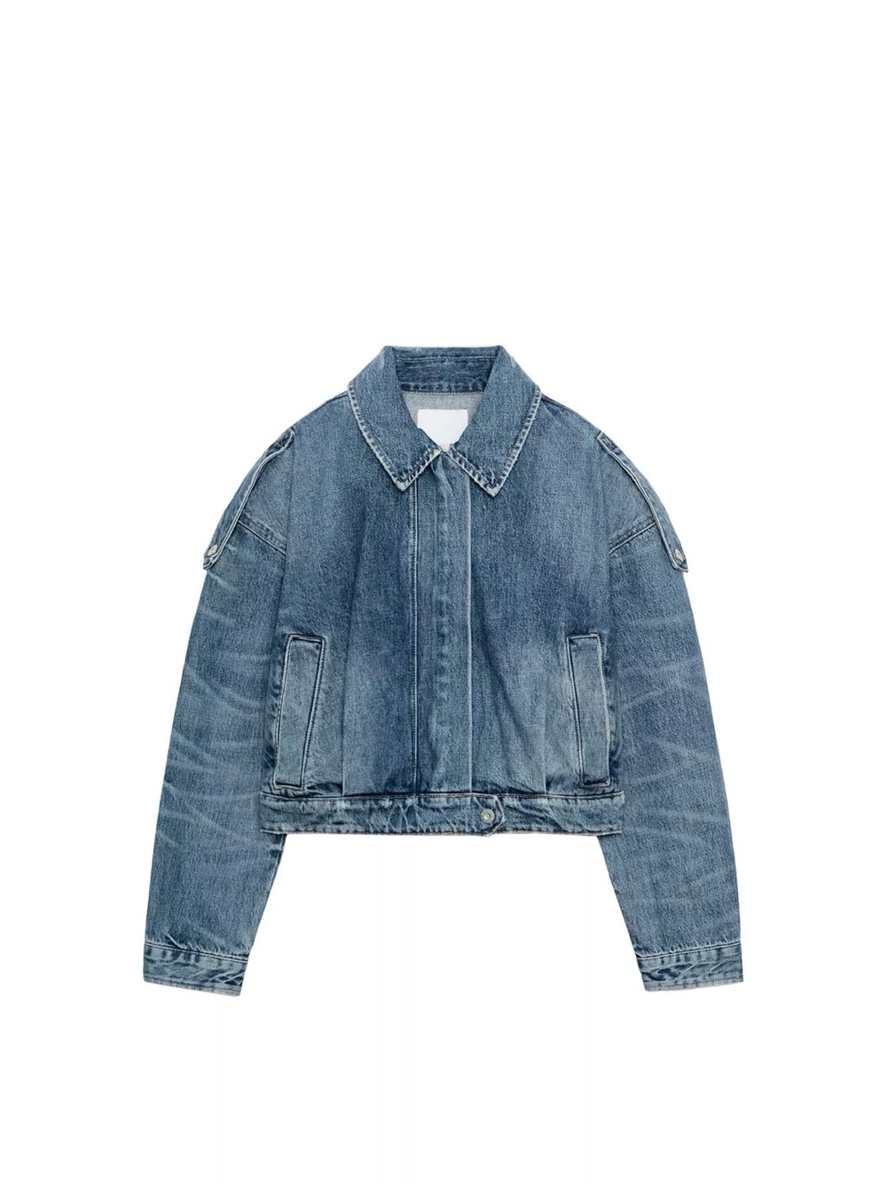 Zara Denim Jacket With Shoulder Tabs